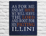 Illinois Fighting Illini personalized "As for Me" Art Print