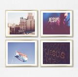 Jesus Sign Photography Prints, Set of 4, Christian Wall Decor