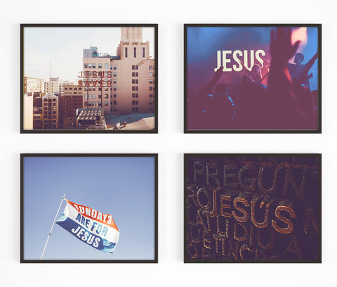 Jesus Sign Photography Prints, Set of 4, Christian Wall Decor