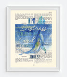 In My Distress I called to the Lord - Jonah 2:2 Bible Verse Page Christian Art Print