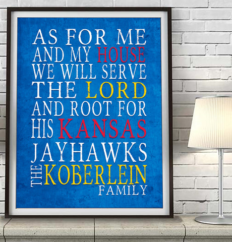 Kansas Jayhawks personalized "As for Me" Art Print Poster Gift