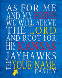 Kansas Jayhawks personalized "As for Me" Art Print Poster Gift
