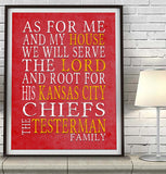 Kansas City Chiefs Personalized "As for Me" Art Print