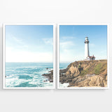 Seascape Lighthouse Photography Prints, Set of 2, Coastal Wall Decor