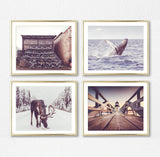 New England Maine Photography Prints, Set of 4, East Coast Wall Decor