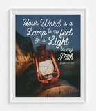 Your word is a lamp to my feet - Psalm 119:105 Christian Photography Print Wall Decor