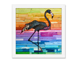 Lovely Longneck - Silhouette of Pink Flamingo- mixed media collage - Danny Phillips Fine Art Print