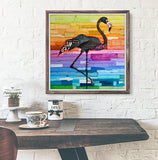 Lovely Longneck - Silhouette of Pink Flamingo- mixed media collage - Danny Phillips Fine Art Print