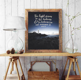 The Light Shines in the Darkness - John 1:5 Bible Verse Photography Print