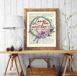 Love one another as I have loved you - John 15:12 Vintage Bible Page Christian ART PRINT