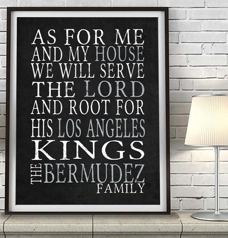 Los Angeles Kings hockey  Personalized "As for Me" Art Print