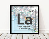 Los Angeles California La- Vintage Periodic Map ART PRINT