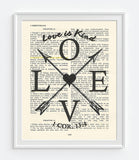LOVE is Kind- 1 Corinthians 13:4 Vintage Bible Page Christian ART PRINT