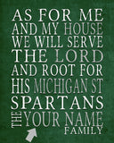 Michigan State Spartans Personalized "As for Me" Art Print