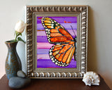 Long Live the Monarch - Butterfly - Mixed Media Collage Folk Art Decor -Danny Phillips Fine Art Print