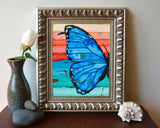 Majestic Morpho - Butterfly - Mixed Media Collage Folk Art Decor -Danny Phillips Fine Art Print