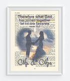 Therefore what God has joined- Mark 10:9 -Bible Page Art Print