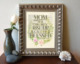 Mom- Her Children Rise Up & Call Her Blessed - Proverbs 31:28 -Vintage Bible Page Christian ART PRINT