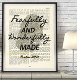 Fearfully and wonderfully made- Psalms 139:24 Bible Page Christian ART PRINT