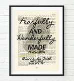 Fearfully and Wonderfully Made -Psalm 139:14 -Personalized Bible Page ART PRINT