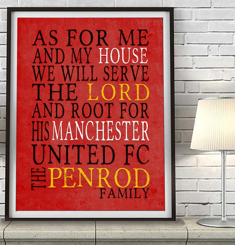 Manchester United FC football club Personalized "As for Me" Art Print