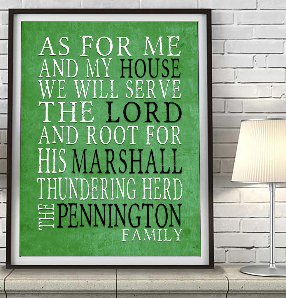 Marshall Thundering Herd Personalized "As for Me" Art Print