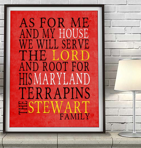 Maryland Terrapins personalized "As for Me" Art Print