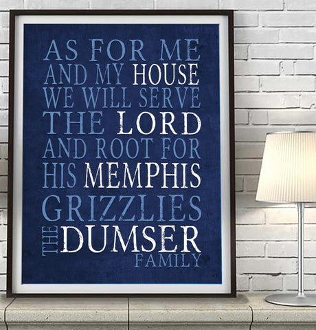 Memphis Grizzlies Personalized "As for Me" Art Print