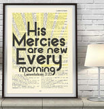 His mercies are new- Lamentations 3:23 Bible Page Christian ART PRINT