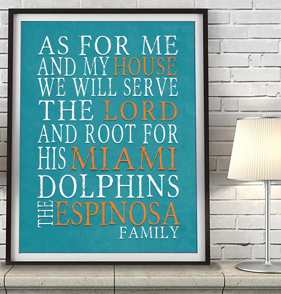 Miami Dolphins Personalized "As for Me" Art Print