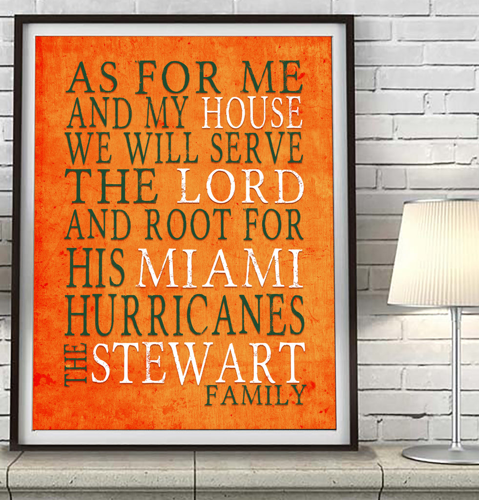 Miami Hurricanes Personalized "As for Me" Art Print