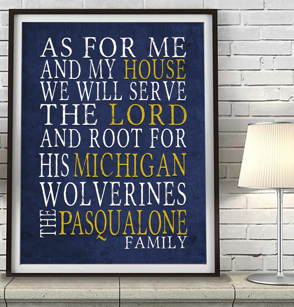 Michigan Wolverines personalized "As for Me" Art Print