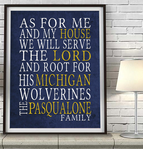 Michigan Wolverines personalized "As for Me" Art Print