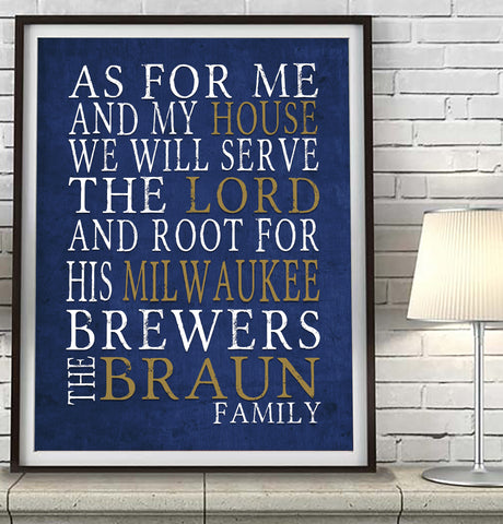 Milwaukee Brewers Personalized "As for Me" Art Print