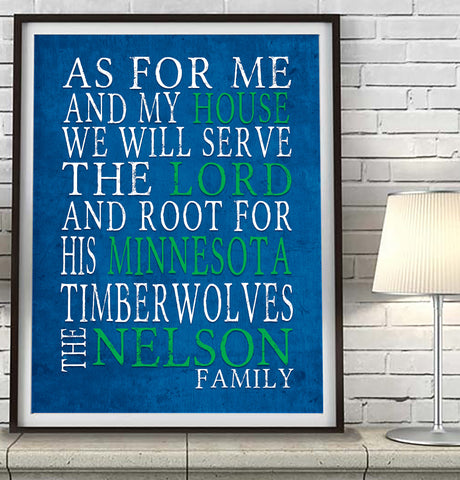 Minnesota Timberwolves Personalized "As for Me" Art Print