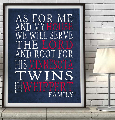 Minnesota Twins Personalized "As for Me" Art Print