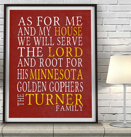 Minnesota Golden Gophers Personalized "As for Me" Art Print