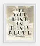 Set your mind on things above-Colossians 3:2 Bible Page ART PRINT