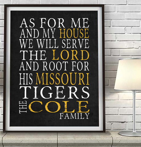 Missouri Tigers Mizzou personalized "As for Me" Art Print