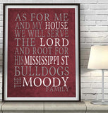 Mississippi State Bulldogs Personalized "As for Me" Art Print