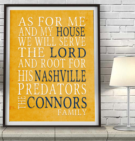 Nashville Predators Personalized "As for Me" Art Print