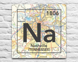 Nashville Tennessee Na Vintage Periodic Map ART PRINT