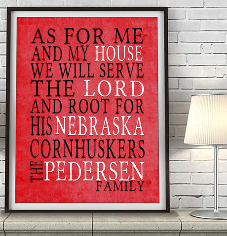 Nebraska Cornhuskers Personalized "As for Me" Art Print