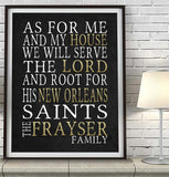 New Orleans Saints football Personalized "As for Me" Art Print