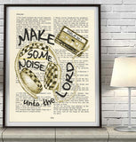 Make a joyful noise- Psalms 100:1 -Vintage Bible Highlighted Verse Scripture Page- Christian Wall ART PRINT