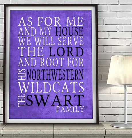 Northwestern Wildcats Personalized "As for Me" Art Print