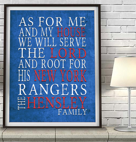 New York Rangers Personalized "As for Me" Art Print