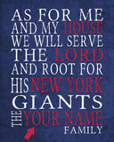 New York Giants personalized "As for Me" Art Print