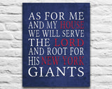 New York Giants personalized "As for Me" Art Print
