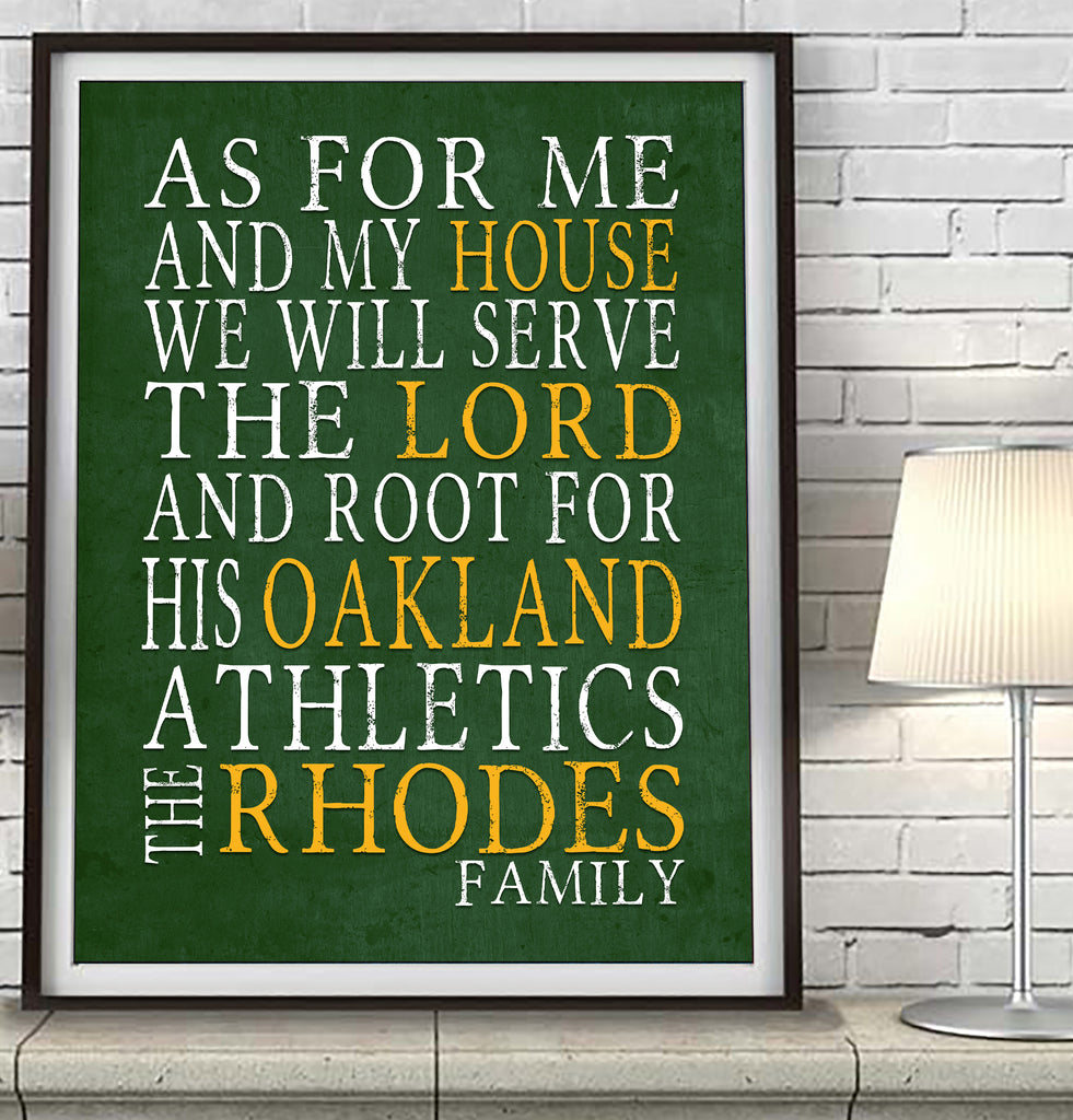 Oakland Athletics baseball Personalized "As for Me" Art Print